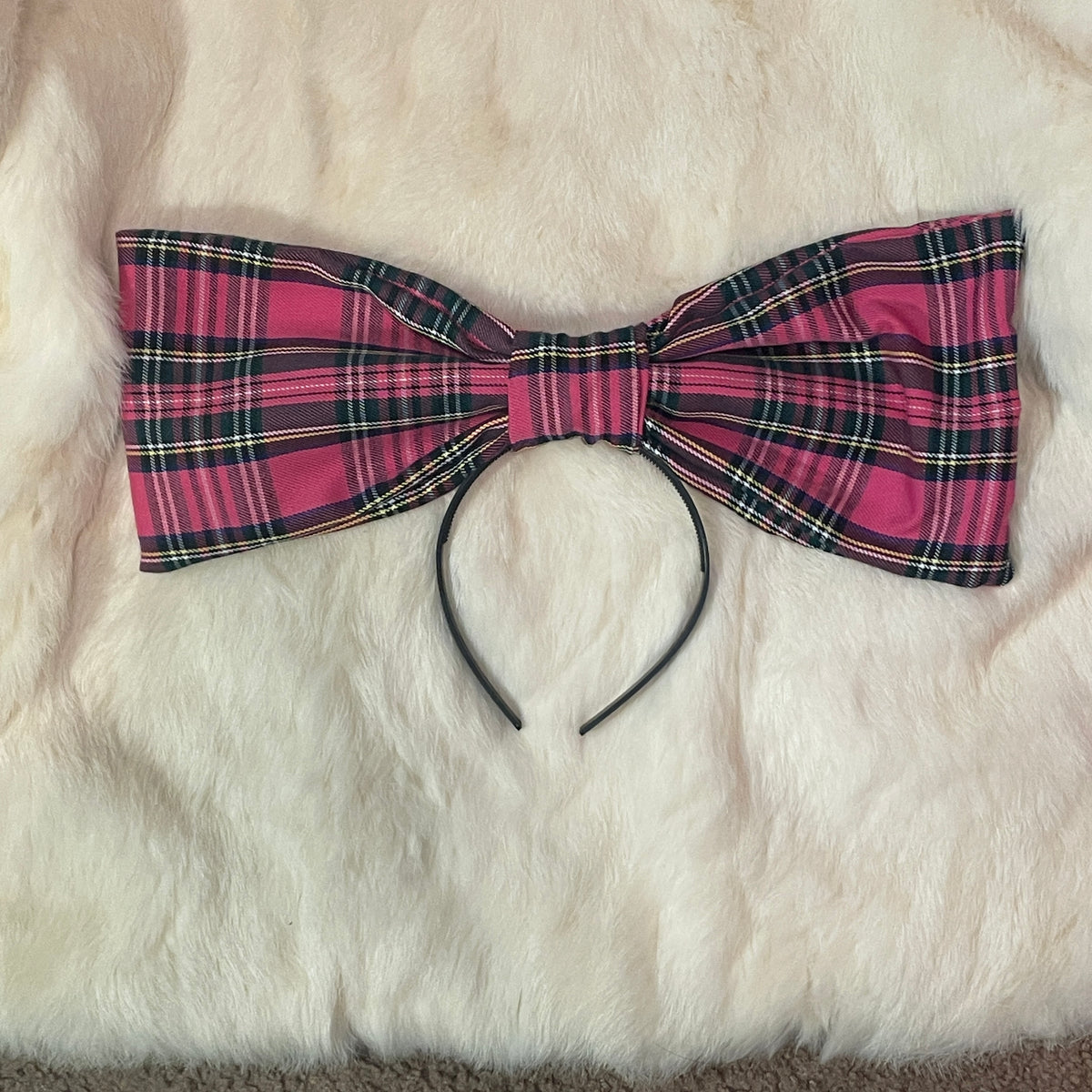 plaid pink sample bow