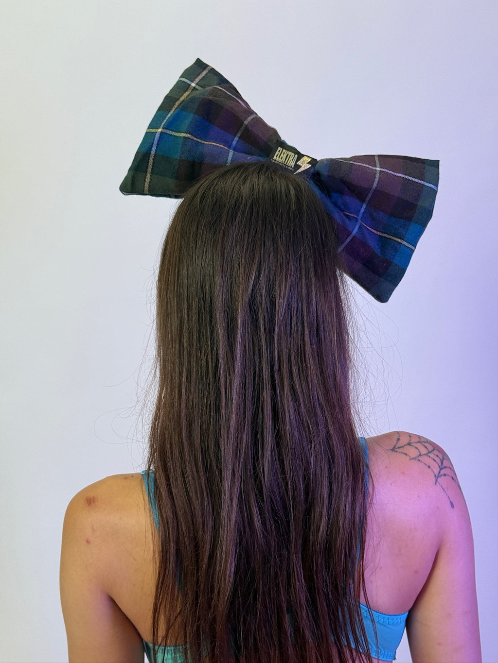 blue plaid bow
